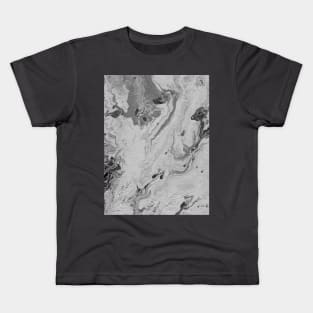 Liquid art, monochrome. Abstract boho background with hand-painted marble texture in black-white-gray colors. Best for the  fabric, wallpapers, covers and packaging, wrapping paper. Kids T-Shirt